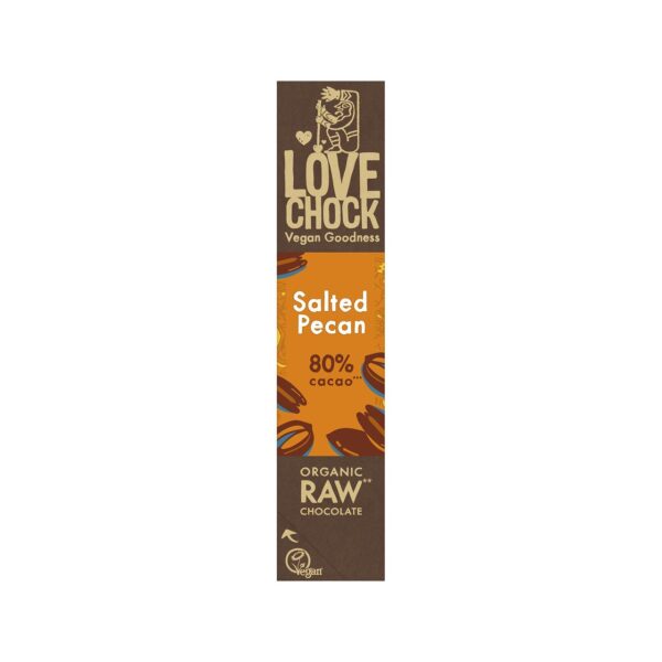 Barre de chocolat Salt pecan cru maca 80% cacao - 6x 40g - LOVECHOCK