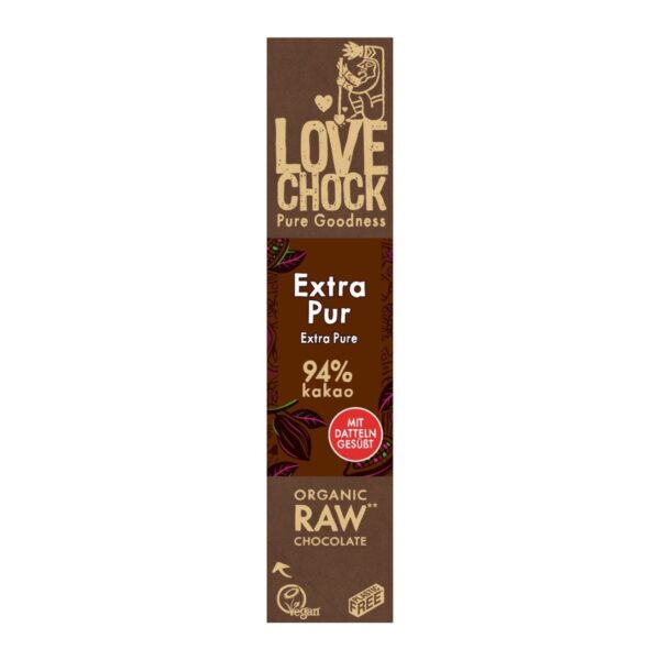 Barre de chocolat ExtraPur 94% cacao cru - 6x 40g - LOVECHOCK