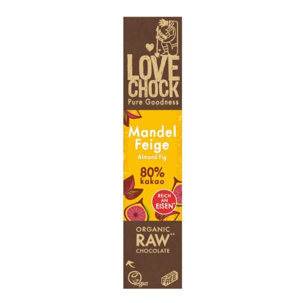 Barre de chocolat amande figue 80% cacao - 6x 40 gr - LOVECHOCK