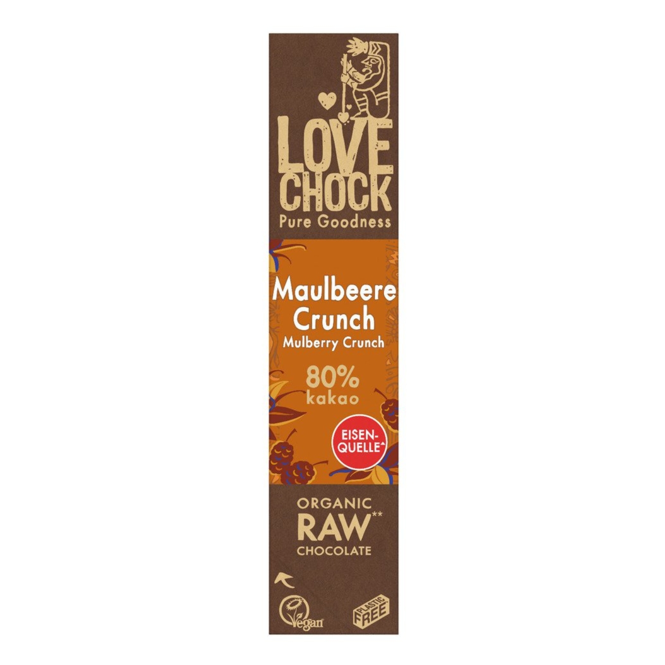 Barre de chocolat mûre vanille cru 80% cacao - 6x 40g - LOVECHOCK