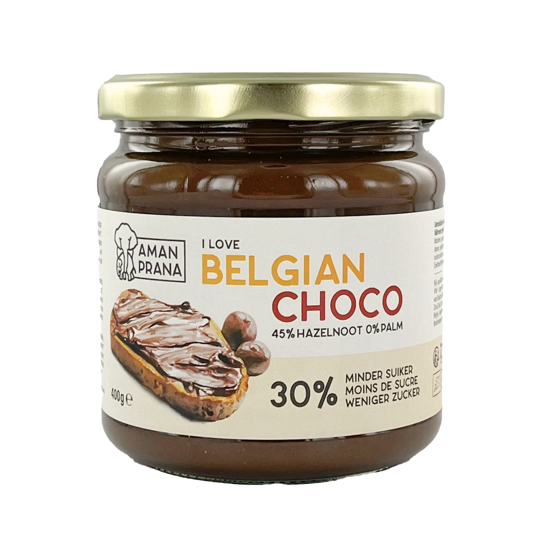 Pâte à tartiner noisettes-chocolat - I love Belgium 400g - AMANPRANA