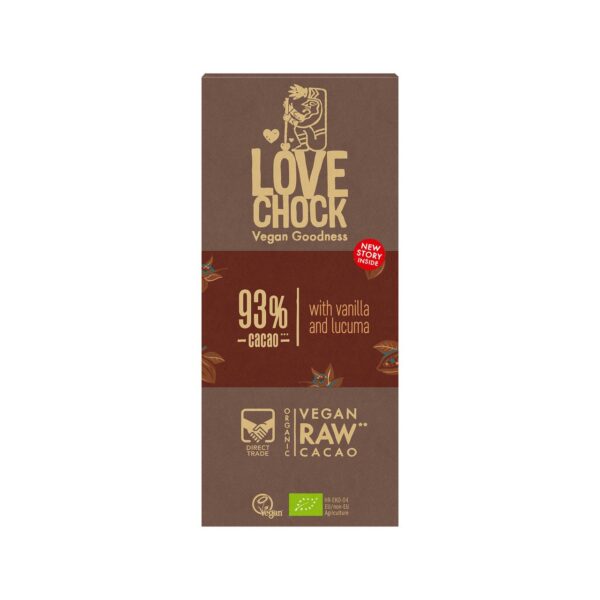 Chocolat cru extra-dark 93% cacao vanille et lucuma - 70g - LOVECHOCK